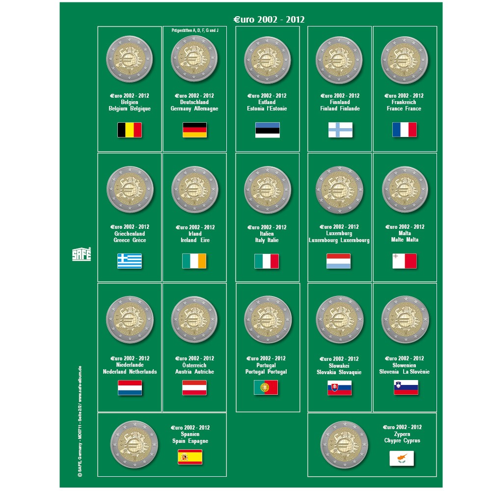 Dodatkowa strona do Albumu Premium 2 Euro: rok 2012