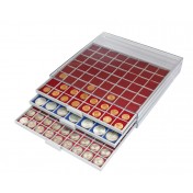 Czerwona wkładka do szuflady do pokrywy akrylowej do "Beba" - na 81 monet do 29,6 mm średnicy 